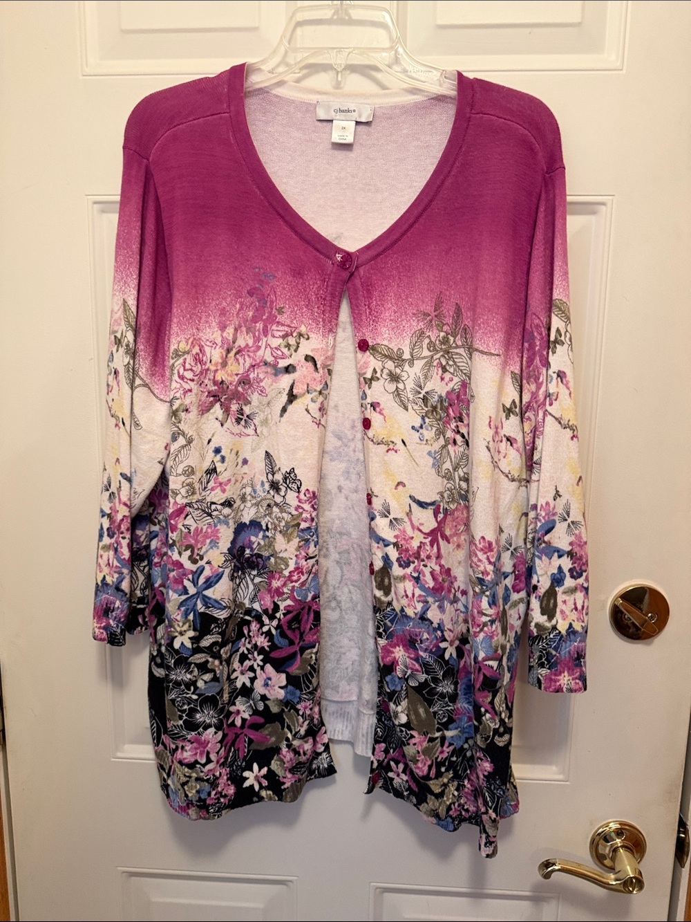 CJ Banks Pink Floral Cardigan.  2X
